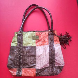 Billabong boho patchwork bag brown pink white